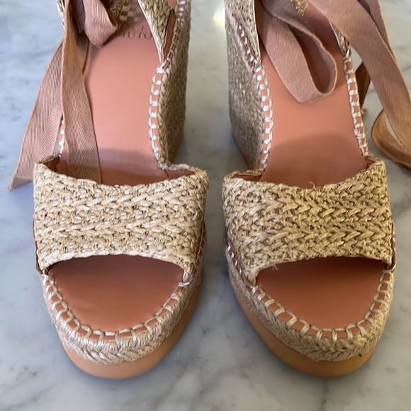 Vince Canute Bendsen Natural Tan Woven Wedge Espadrilles Sandals Size 9 - Picture 9 of 11